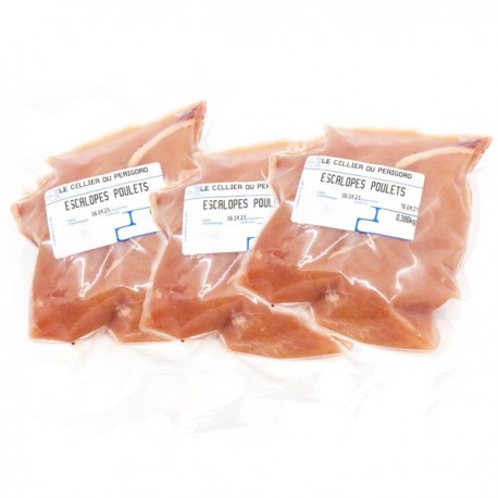Lot de 6 Escalopes de Blanc de Poulet Fermier 3x2 soit 900g env. +/-150g