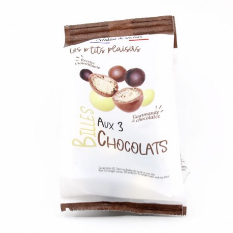 Billes de Céréales Enrobées aux 3 Chocolats Sachet 50g