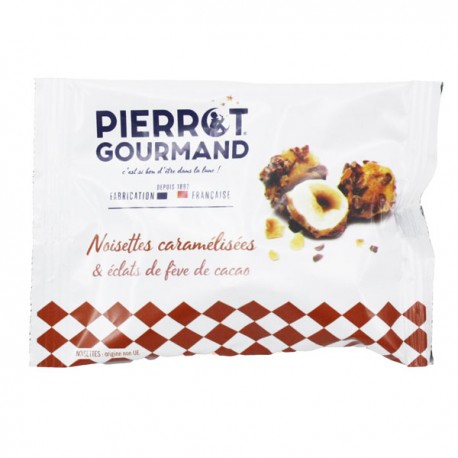 Sachet de Noisettes Caramélisées Éclats de Fève de Cacao 45g