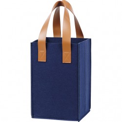 Sac Feutre Neutre 4 Bouteilles Bleu 18 x 18 x 28 cm