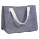 Sac Feutre Carré Gris Chiné avec Anses Blanches Similicuir 35 x 18 x 27 cm