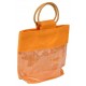 Sac en Toile de Jute Abricot et Anses Bois 24 x 7 x 20 cm