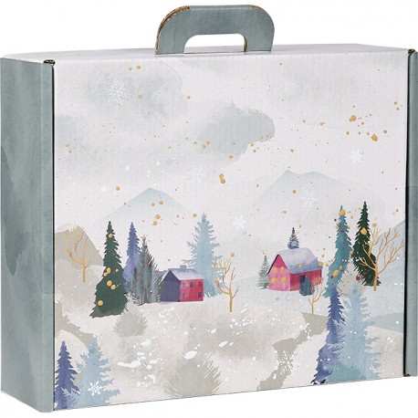 Valisette Carton Rectangle "Campagne Enneigée" GM 38.4 x 32.5 x 11.5 cm