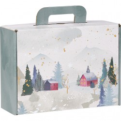 Valisette Carton Rectangle "Campagne Enneigée" MM 34.2 x 25 x 11.5 cm