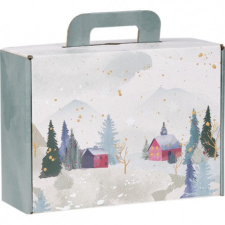 Valisette Carton Rectangle "Campagne Enneigée" MM 34.2 x 25 x 11.5 cm