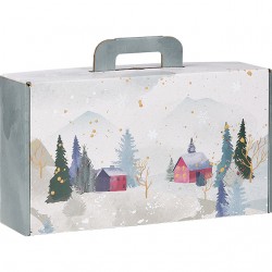 Valisette Carton Rectangle "Campagne Enneigée" PM 33 x 18.5 x 9.5 cm