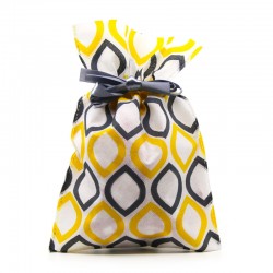 Sac Intissé Coloris Jaune et Gris avec Ruban Satiné 20x30cm