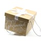 Coffret Carton Kraft Voyage Gourmand Blanc Noeud Satine 27x27x20cm