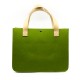 Sac Feutre Carré Vert avec Anses Blanches Simili Cuir 35x18x27cm