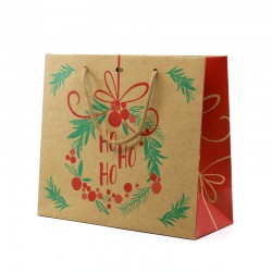 Sac Papier Kraft Rouge Ho Ho Ho PM 25x10x22cm