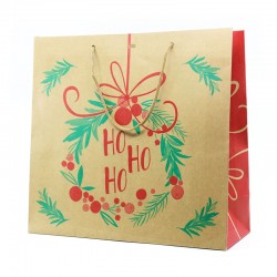 Sac Papier Kraft Rouge Ho Ho Ho GM 35x13x33 cm