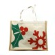 Sac en Toile de Jute Houx Et Flocon MM 35x18x27cm