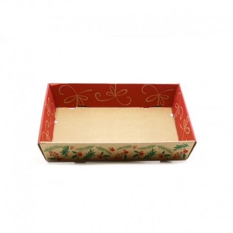 Corbeille Kraft Rouge Ho Ho Ho PM 28x20.5x5.5cm