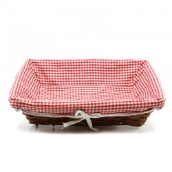 Corbeille Rectangulaire Osier Rouge et Blanche 38x28x10cm