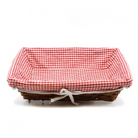 Corbeille Rectangulaire Osier Rouge et Blanche 38x28x10cm