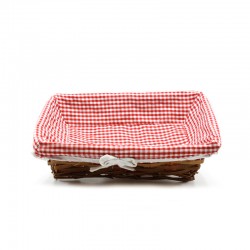 Corbeille Rectangulaire Osier Rouge et Blanche 33x23x9cm