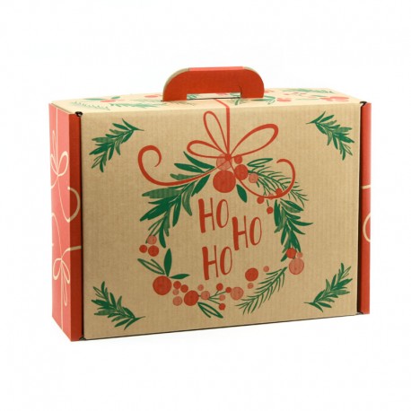 Valisette Kraft Rectangle Rouge Ho Ho Ho GM 38.4x32.5x11.5cm