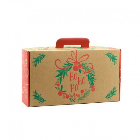 Valisette Kraft Rectangle Rouge Ho Ho Ho MM 34.2x25x11.5cm