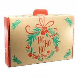 Valisette Kraft Rectangle Rouge Ho Ho Ho TGM 54x36x12.5cm