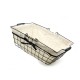 Panier Rectangle Métal Noir et Lin Anses Rabattables 35x25x13cm
