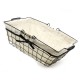 Panier Rectangle Métal Noir et Lin Anses Rabattables 39x29x15cm