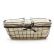 Panier Rectangle Métal Noir et Lin Anses Rabattables 39x29x15cm