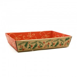 Corbeille Kraft Rouge Ho Ho Ho GM 37x28x7.3 cm