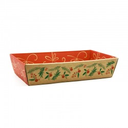Corbeille Kraft Rouge Ho Ho Ho MM 34x21x7.3cm