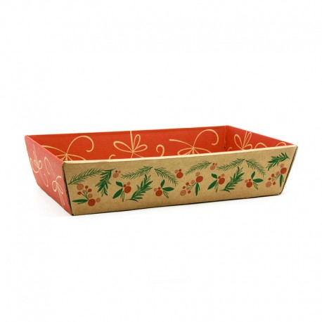 Corbeille Kraft Rouge Ho Ho Ho MM 34x21x7.3cm