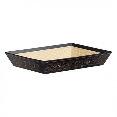 Corbeille Carton Rectangulaire Décor Savoureux Noir et Cuivre PM 27x20x5cm