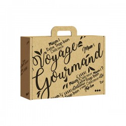 Valisette Carton Kraft Voyage Gourmand Noir avec Poignée MM 34.5x25.5x11.5