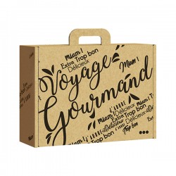 Valisette Carton Kraft Voyage Gourmand Noir avec Poignée GM 38.4x32.5x11.5cm