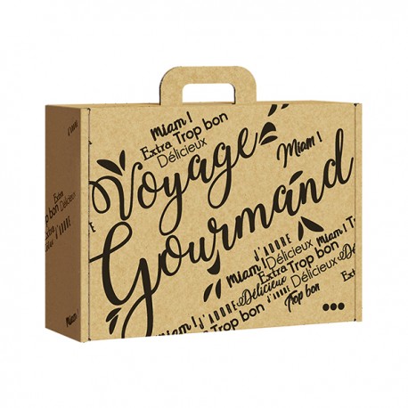 Valisette Carton Kraft Voyage Gourmand Noir avec Poignée GM 38.4x32.5x11.5cm